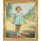 Portrait of a Young Girl by Christian von Schneidau, oil on canvas, sold Jan 2023
