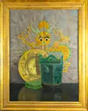 Still Life with Chinese Decor by Kenneth Stevens MacIntire, 1946, oil on board, sold Jan 2023