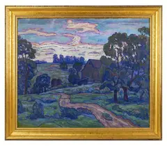 impressionist landscape by Joseph B. Grossman, oil on canvas, sold Jan 2026