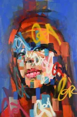 Portrait of a Woman by Kilmany-Jo Liversage, oil and spraypaint on canvas, sold Dec 2024