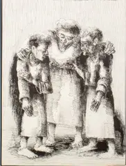 Figural Group Scene by Louis Wolchonok, Ink on Paper, sold Sep 2024