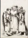 Figural Group Scene by Louis Wolchonok, Ink on Paper, sold Sep 2024