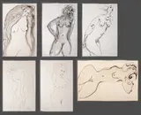 Six Nude Woman Studies by Norman Carton, Ink on Paper, sold Sep 2024