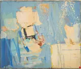 Abstract Expressionist Composition in Blue by Hei-Gyoon Na, 1960, Oil on Canvas, sold Sep 2024