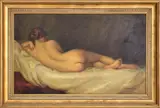 Reclining Nude Woman by Tito Corbella, Oil on Board, sold Sep 2024
