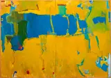 Abstract Composition in Yellow and Blue by Robert O'Meara, Oil on Canvas, sold Sep 2024