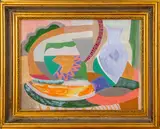 Cubist Still Life Scene by Joan Hyde Shapiro, Gouache on Paper, sold Sep 2024