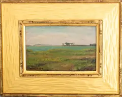 Riverside Landscape by William Henry Bancroft, circa 1900, Oil on Board, sold Sep 2024