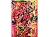 Stay With me, Frau in Pink by Leon Löwentraut, acrylic, offered Jun 2024