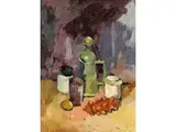 Natura Morta (stillleben), Mitte der 1990er-jahre by Claudio Spattini, oil on board, sold Sep 2025