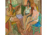 Das Mandolinenkonzert by Sigmund Landau, oil on canvas, sold Apr 2022