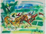 Pferderennen by Gen Paul, gouache, offered Sep 2019