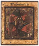 Russisch, um 1800 by Gottesmutter unverbrennbarer Dornbusch, tempera, offered Mar 2020