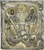 Balkan, 19.Jh by Hl. Dreifaltigkeit mit Oklad, tempera, offered Mar 2020