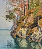 Uferpartie am Thunersee, 1930 by Plinio Colombi, oil on canvas, sold Mar 2020
