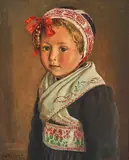 Kleines Mädchen aus Evolène, 1944 by Henri Robert, oil on canvas, sold Mar 2020