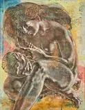 Mutter mit Kind, 1965 by Hans Erni, oil on canvas, sold Mar 2020