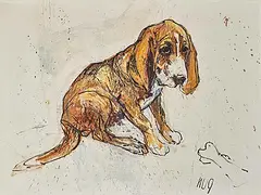 Junger Beagle by Fritz Hug, oil on canvas, sold Mar 2020
