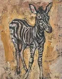 Zebrafohlen by Fritz Hug, oil on canvas, sold Mar 2020
