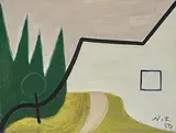 Haus am Waldrand", 1950 by Werner Frei, oil on canvas, sold Mar 2020