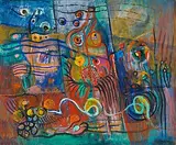 Affinitées secrètes", 1986 by Serge Brignoni, oil on canvas, sold Mar 2020