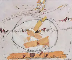 Umkreist", 2010 by Josef Ebnöther, mixed media, sold Mar 2020