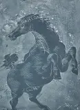 Le cheval sur fond bleu by Hans Erni, 1969, tempera, sold Mar 2020