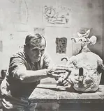 Miro im Atelier by Ernst Scheidegger, photograph, sold Mar 2020