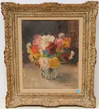 Blumenstillleben by Edouard Castres, oil on canvas, sold Mar 2020