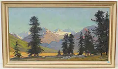 Stiller Abend im Engadin", 1918 by Carl Friedrich Felber, oil on canvas, sold Mar 2020