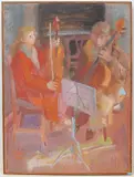 Cellistenduo, 1953 by Felice Filippini, mixed media, sold Mar 2020