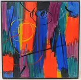 Abend im Wald", 1956 by Werner Frei, oil on board, sold Mar 2020