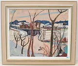 Winterlandschaft im Limatttal, 1956 by Hermann Hofmann, oil on canvas, sold Mar 2020