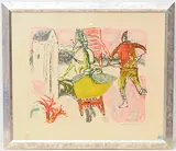 Bauer mit Schlittengefährt by Alois Carigiet, 1962, color lithograph, sold Mar 2020