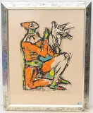 Harlekin mit Vogel by Alois Carigiet, 1962, color lithograph, sold Mar 2020