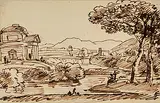 Campagna-Landschaft mit einer Villa am Fluss by Johann Georg von Dillis, pen and ink, sold Dec 2019
