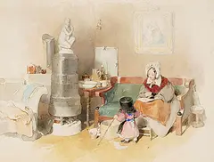 In der Kinderstube (ganz wie der Vater) by Peter Fendi, watercolor, sold Dec 2019