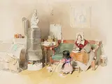 In der Kinderstube (ganz wie der Vater) by Peter Fendi, watercolor, sold Dec 2019