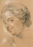 Mädchenkopf im Dreiviertelprofil nach links by Frankreich, 2.Hälfte 18.Jh., chalk, offered Dec 2019
