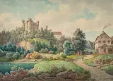 Blick auf Hohenschwangau by Wilhelm Scheuchzer, watercolor, sold Dec 2019