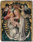 Kopie nach einem Stich Mondsichelmadonna mit dem Kind by Martin Schongauer, oil on panel, sold Dec 2019