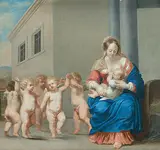 Umkreis Madonna mit Kind und tanzenden Putti by Jacques Stella, oil on panel, offered Dec 2019