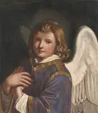 Nachfolger Engel in violettem, liturgischem Gewand by Giovanni Francesco Barbieri Guercino, oil on canvas, sold Dec 2019