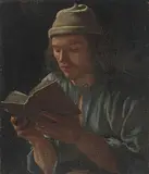 Selbstportrait, lesend by Michiel Sweerts, oil on canvas, sold Dec 2019