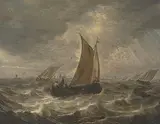 Segelschiffe vor Dordrecht bei steifer Brise by Abraham van Beijeren, oil on panel, sold Dec 2019