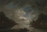 Nachfolger Flusslandschaft bei Vollmond by Aert van der Neer, oil on panel, sold Dec 2019