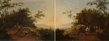 Gegenstücke: Landschaften mit Reisenden by Jan Gabrielsz Sonjé, oil on panel, offered Dec 2019