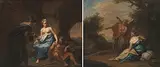 zugeschrieben Gegenstücke: Lot und seine Töchter / Der Engel erscheint Hagar und Ismael in der Wüste by Johann Conrad Seekatz, oil on panel, offered Dec 2019