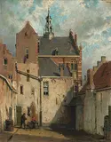 Culemborg, Innenhof beim Rathaus by Jan Weissenbruch, oil on panel, sold Dec 2019