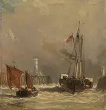 Ansicht eines Hafens by Jules Achille Noël, oil on board, offered Dec 2019